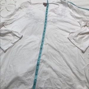 J Jill white long sleeve tee tunic top embroidered neckline new no tags
